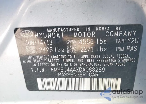 2013 Hyundai Sonata Hybrid Limited из США, поврежденный, VIN KMHEC4A4XDA083289